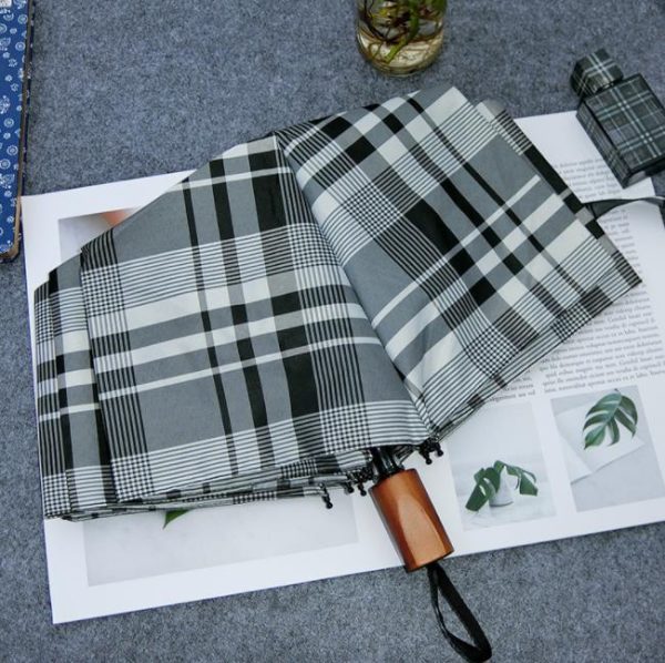 Vintage england plaid umbrella (3)